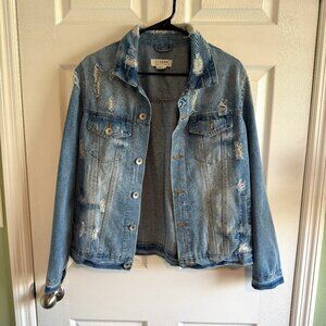 CI Sono Denim Collection Distressed "Trucker" Women's Jean Jacket Size Small